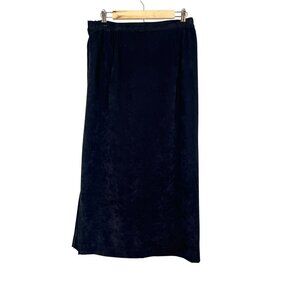 Retro Suede Maxi Skirt Black L Classic Festive Holiday Preppy Boho Western 80s